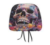 MNVTSKOP Skull and Ice Cream Headrest Covers for Cars Universal Anti-Dirty Car Head Rest Protector Easy to Install Durable Breathable Vehicle Accessories for Auto Trucks SUVs