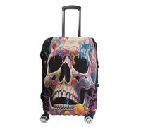 MNVTSKOP Skull And Ice Cream Luggage Covers Scratch-Resistant Washable Suitcase Cover Polyester Elastic Travel Baggage Protector for Suitcase Protector Cover, White, S