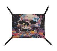 MNVTSKOP Skull and Ice Cream Pet Hammock Breathable Cat Hanging Hammock with Adjustable Straps and Metal Hooks Plush Small Animal Soft Hideout Bed for Indoor and Outdoor