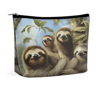 MNVTSKOP Sloth Family Cosmetic Bag Large Capacity Travel Makeup Bag Trendy Portable Toiletry Bag for Women