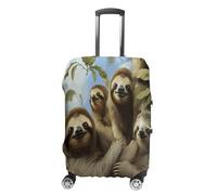 MNVTSKOP Sloth Family Luggage Covers Scratch-Resistant Washable Suitcase Cover Polyester Elastic Travel Baggage Protector for Suitcase Protector Cover, White, S