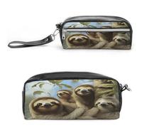 MNVTSKOP Sloth Family Makeup Bag Small Cosmetic Travel Case Portable Stationery Organizer for Women Teacher