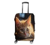 MNVTSKOP Small Orange Cat Luggage Covers Scratch-Resistant Washable Suitcase Cover Polyester Elastic Travel Baggage Protector for Suitcase Protector Cover, White, S