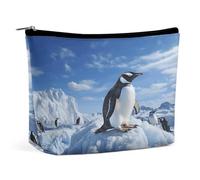 MNVTSKOP Snow Mountain Penguin Cosmetic Bag Large Capacity Travel Makeup Bag Trendy Portable Toiletry Bag for Women
