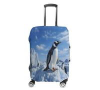 MNVTSKOP Snow Mountain Penguin Luggage Covers Scratch-Resistant Washable Suitcase Cover Polyester Elastic Travel Baggage Protector for Suitcase Protector Cover, White, S
