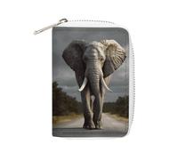 MNVTSKOP Soft Leather Credit Card Holder Bank Card Case 3D Elephant Business Cards Case Purse with 20 Card Slots ID Case Organizer Zipper Wallet for Women Men, 3D Elephant, 3.15 × 4.5 inches, Casual