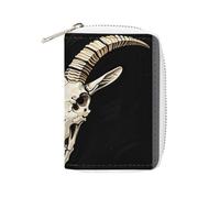 MNVTSKOP Soft Leather Credit Card Holder Bank Card Case A Gothic Goat Skull Business Cards Case Purse with 20 Card Slots ID Case Organizer Zipper Wallet for Women Men, A Gothic Goat Skull, 3.15 × 4.5
