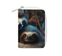 MNVTSKOP Soft Leather Credit Card Holder Bank Card Case A Sloth And A Baby Sloth Business Cards Case Purse with 20 Card Slots ID Case Organizer Zipper Wallet for Women Men, A Sloth And A Baby Sloth