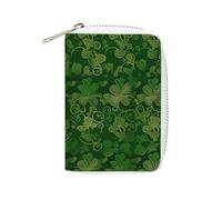 MNVTSKOP Soft Leather Credit Card Holder Bank Card Case Background St Patrick's Day Glitter Business Cards Case Purse with 20 Card Slots ID Case Organizer Zipper Wallet for Women Men, Background St