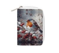 MNVTSKOP Soft Leather Credit Card Holder Bank Card Case Bird on Branch Business Cards Case Purse with 20 Card Slots ID Case Organizer Zipper Wallet for Women Men, Bird on Branch, 3.15 × 4.5 inches