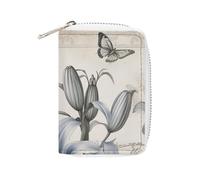 MNVTSKOP Soft Leather Credit Card Holder Bank Card Case Blue Flower Business Cards Case Purse with 20 Card Slots ID Case Organizer Zipper Wallet for Women Men, Blue Flower, 3.15 × 4.5 inches, Casual