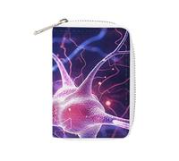 MNVTSKOP Soft Leather Credit Card Holder Bank Card Case Blue Nerve Cell Business Cards Case Purse with 20 Card Slots ID Case Organizer Zipper Wallet for Women Men, Blue Nerve Cell, 3.15 × 4.5 inches