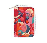 MNVTSKOP Soft Leather Credit Card Holder Bank Card Case Colorful Food Patterns Business Cards Case Purse with 20 Card Slots ID Case Organizer Zipper Wallet for Women Men, Colorful Food Patterns, 3.15