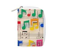 MNVTSKOP Soft Leather Credit Card Holder Bank Card Case Colorful Musical Notes Business Cards Case Purse with 20 Card Slots ID Case Organizer Zipper Wallet for Women Men, Colorful Musical Notes, 3.15