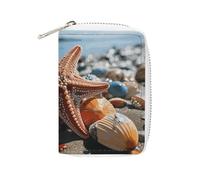 MNVTSKOP Soft Leather Credit Card Holder Bank Card Case Colorful Starfish on The Beach Business Cards Case Purse with 20 Card Slots ID Case Organizer Zipper Wallet for Women Men, Colorful Starfish on