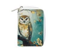 MNVTSKOP Soft Leather Credit Card Holder Bank Card Case Couple Owl Perch Tree Business Cards Case Purse with 20 Card Slots ID Case Organizer Zipper Wallet for Women Men, Couple Owl Perch Tree, 3.15 ×