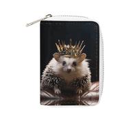 MNVTSKOP Soft Leather Credit Card Holder Bank Card Case Crown with Hedgehog Business Cards Case Purse with 20 Card Slots ID Case Organizer Zipper Wallet for Women Men, Crown with Hedgehog, 3.15 × 4.5