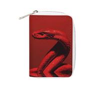 MNVTSKOP Soft Leather Credit Card Holder Bank Card Case Curly Red Snake Business Cards Case Purse with 20 Card Slots ID Case Organizer Zipper Wallet for Women Men, Curly Red Snake, 3.15 × 4.5 inches