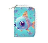 MNVTSKOP Soft Leather Credit Card Holder Bank Card Case Cute Fish Business Cards Case Purse with 20 Card Slots ID Case Organizer Zipper Wallet for Women Men, Cute Fish, 3.15 × 4.5 inches, Casual