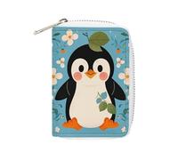 MNVTSKOP Soft Leather Credit Card Holder Bank Card Case Cute Penguin Print Business Cards Case Purse with 20 Card Slots ID Case Organizer Zipper Wallet for Women Men, Cute Penguin Print, 3.15 × 4.5