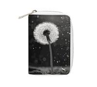 MNVTSKOP Soft Leather Credit Card Holder Bank Card Case Dandelion Black And White Business Cards Case Purse with 20 Card Slots ID Case Organizer Zipper Wallet for Women Men, Dandelion Black And White
