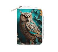 MNVTSKOP Soft Leather Credit Card Holder Bank Card Case Dark Owl Business Cards Case Purse with 20 Card Slots ID Case Organizer Zipper Wallet for Women Men, Dark Owl, 3.15 × 4.5 inches, Casual