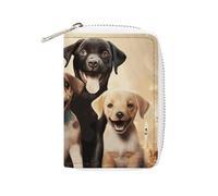 MNVTSKOP Soft Leather Credit Card Holder Bank Card Case Dogs Happy Party Business Cards Case Purse with 20 Card Slots ID Case Organizer Zipper Wallet for Women Men, Dogs Happy Party, 3.15 × 4.5 inches
