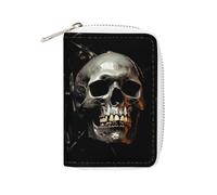MNVTSKOP Soft Leather Credit Card Holder Bank Card Case Eerie Scary Skull Business Cards Case Purse with 20 Card Slots ID Case Organizer Zipper Wallet for Women Men, Eerie Scary Skull, 3.15 × 4.5