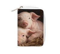 MNVTSKOP Soft Leather Credit Card Holder Bank Card Case Four Little Pigs Business Cards Case Purse with 20 Card Slots ID Case Organizer Zipper Wallet for Women Men, Four Little Pigs, 3.15 × 4.5 inches
