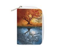 MNVTSKOP Soft Leather Credit Card Holder Bank Card Case Four Season Tree of Life Business Cards Case Purse with 20 Card Slots ID Case Organizer Zipper Wallet for Women Men, Four Season Tree of Life