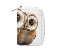 MNVTSKOP Soft Leather Credit Card Holder Bank Card Case Funny Owl Business Cards Case Purse with 20 Card Slots ID Case Organizer Zipper Wallet for Women Men, Funny Owl, 3.15 × 4.5 inches, Casual