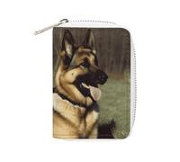 MNVTSKOP Soft Leather Credit Card Holder Bank Card Case German Shepherd Dog Business Cards Case Purse with 20 Card Slots ID Case Organizer Zipper Wallet for Women Men, German Shepherd Dog, 3.15 × 4.5