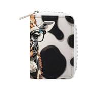 MNVTSKOP Soft Leather Credit Card Holder Bank Card Case Giraffe Bites The Rose Business Cards Case Purse with 20 Card Slots ID Case Organizer Zipper Wallet for Women Men, Giraffe Bites The Rose, 3.15