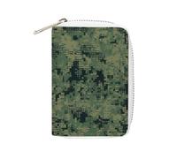 MNVTSKOP Soft Leather Credit Card Holder Bank Card Case Green Army Digital Camouflage Business Cards Case Purse with 20 Card Slots ID Case Organizer Zipper Wallet for Women Men, Green Army Digital