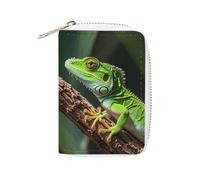 MNVTSKOP Soft Leather Credit Card Holder Bank Card Case Green Geckos Business Cards Case Purse with 20 Card Slots ID Case Organizer Zipper Wallet for Women Men, Green Geckos, 3.15 × 4.5 inches, Casual