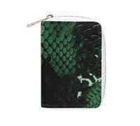 MNVTSKOP Soft Leather Credit Card Holder Bank Card Case Green Snakeskin Business Cards Case Purse with 20 Card Slots ID Case Organizer Zipper Wallet for Women Men, Green Snakeskin, 3.15 × 4.5 inches