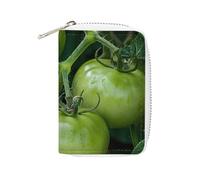 MNVTSKOP Soft Leather Credit Card Holder Bank Card Case Green Tomatoes Image Business Cards Case Purse with 20 Card Slots ID Case Organizer Zipper Wallet for Women Men, Green Tomatoes Image, 3.15 ×