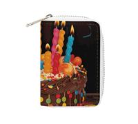 MNVTSKOP Soft Leather Credit Card Holder Bank Card Case Happy Birthday Big Cake Business Cards Case Purse with 20 Card Slots ID Case Organizer Zipper Wallet for Women Men, Happy Birthday Big Cake