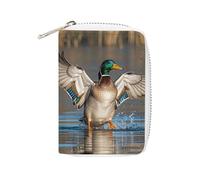 MNVTSKOP Soft Leather Credit Card Holder Bank Card Case Hunting Flying Wild Ducks Business Cards Case Purse with 20 Card Slots ID Case Organizer Zipper Wallet for Women Men, Hunting Flying Wild Ducks