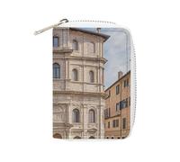 MNVTSKOP Soft Leather Credit Card Holder Bank Card Case Italian Small Town Business Cards Case Purse with 20 Card Slots ID Case Organizer Zipper Wallet for Women Men, Italian Small Town, 3.15 × 4.5