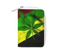 MNVTSKOP Soft Leather Credit Card Holder Bank Card Case Jamaica Flag Leaves Business Cards Case Purse with 20 Card Slots ID Case Organizer Zipper Wallet for Women Men, Jamaica Flag Leaves, 3.15 × 4.5