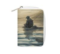 MNVTSKOP Soft Leather Credit Card Holder Bank Card Case Lake Fish Fishing Business Cards Case Purse with 20 Card Slots ID Case Organizer Zipper Wallet for Women Men, Lake Fish Fishing, 3.15 × 4.5