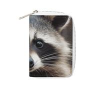 MNVTSKOP Soft Leather Credit Card Holder Bank Card Case Little Raccoon Face Business Cards Case Purse with 20 Card Slots ID Case Organizer Zipper Wallet for Women Men, Little Raccoon Face, 3.15 × 4.5