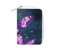 MNVTSKOP Soft Leather Credit Card Holder Bank Card Case Lovely Purple Butterflys Business Cards Case Purse with 20 Card Slots ID Case Organizer Zipper Wallet for Women Men, Lovely Purple Butterflys