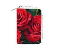 MNVTSKOP Soft Leather Credit Card Holder Bank Card Case Many Red Rose Business Cards Case Purse with 20 Card Slots ID Case Organizer Zipper Wallet for Women Men, Many Red Rose, 3.15 × 4.5 inches
