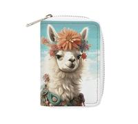 MNVTSKOP Soft Leather Credit Card Holder Bank Card Case Mexican Llama Green Business Cards Case Purse with 20 Card Slots ID Case Organizer Zipper Wallet for Women Men, Mexican Llama Green, 3.15 × 4.5