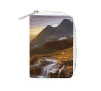 MNVTSKOP Soft Leather Credit Card Holder Bank Card Case Mountain Sunrise Landscape Business Cards Case Purse with 20 Card Slots ID Case Organizer Zipper Wallet for Women Men, Mountain Sunrise