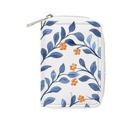 MNVTSKOP Soft Leather Credit Card Holder Bank Card Case Orange Berry Pattern Business Cards Case Purse with 20 Card Slots ID Case Organizer Zipper Wallet for Women Men, Orange Berry Pattern, 3.15 ×