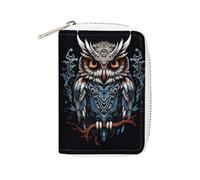 MNVTSKOP Soft Leather Credit Card Holder Bank Card Case Owl Business Cards Case Purse with 20 Card Slots ID Case Organizer Zipper Wallet for Women Men, Owl, 3.15 × 4.5 inches, Casual