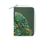 MNVTSKOP Soft Leather Credit Card Holder Bank Card Case Peacock with Tassels Business Cards Case Purse with 20 Card Slots ID Case Organizer Zipper Wallet for Women Men, Peacock with Tassels, 3.15 ×